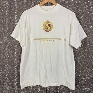Vintage Kona Hawaii Graphic Print T-Shirt White Single Stitch Model T Size Large